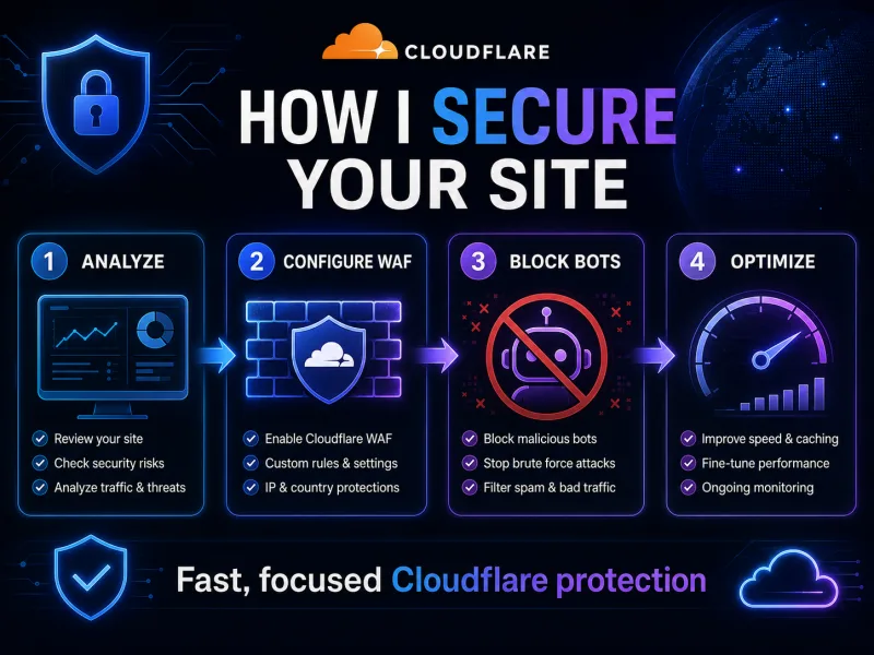 Cloudflare WAF security bot protection and DDoS defense service