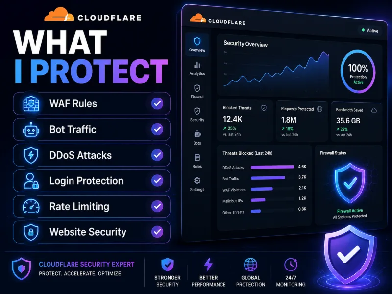 Cloudflare WAF security bot protection and DDoS defense service