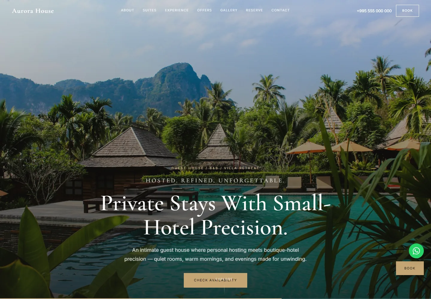 Hotel / Guest House Website preview screenshot